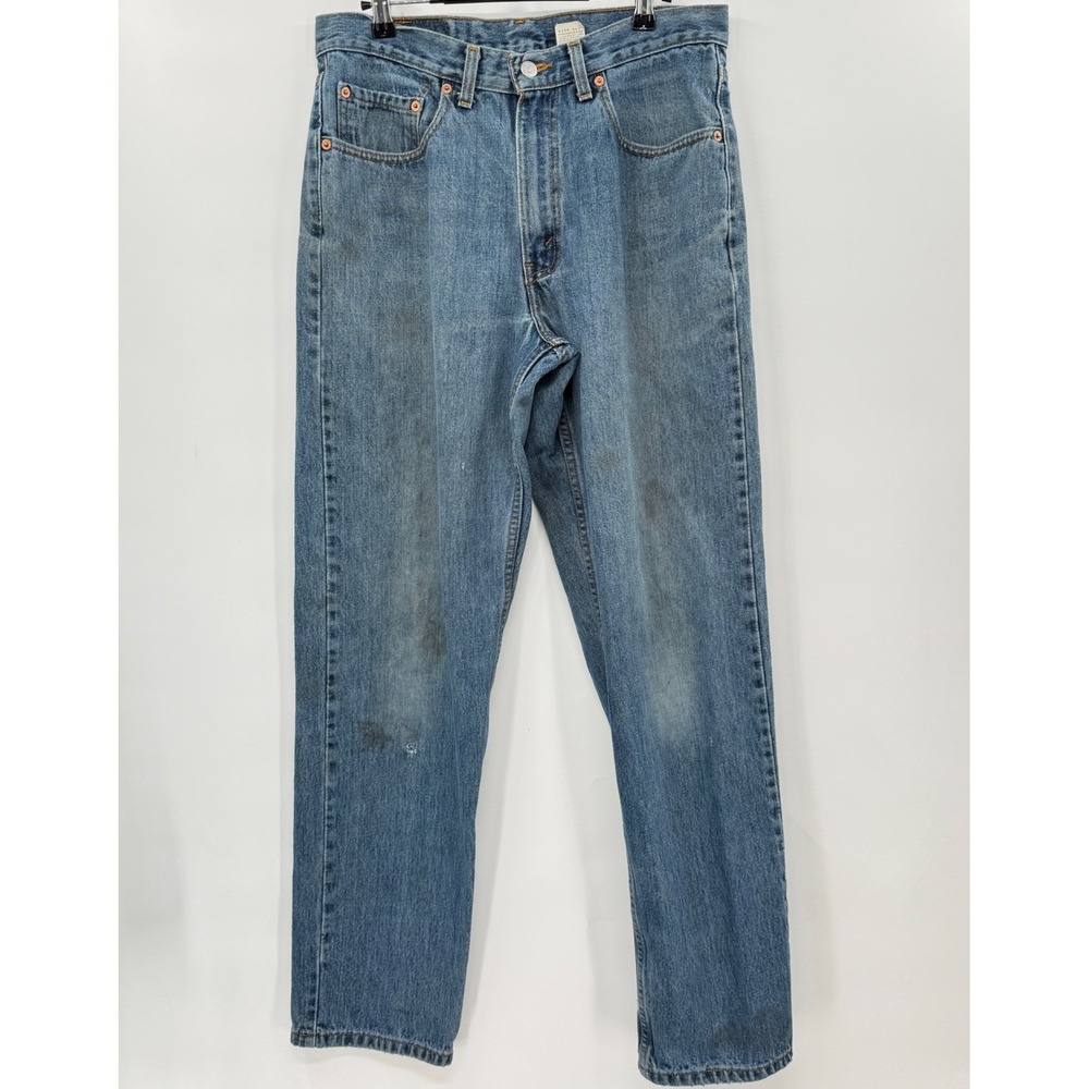 Levi Strauss 550‎ Relaxed Fit Jeans Mens W33 L32 Blue Wash Distressed Denim